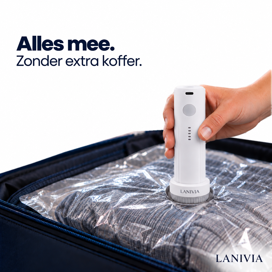 SpaceLuxe Reisset - alles mee zonder extra koffer, pomp op vacuumzak