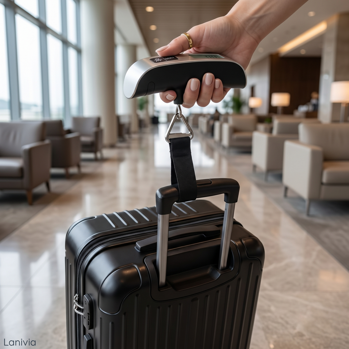 SpaceLuxe WeightSafe aan koffer, lounge