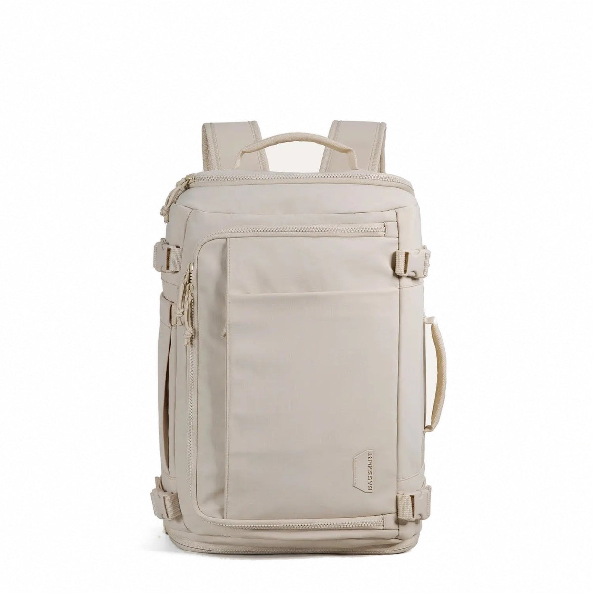 TravelVault Original reisrugzak beige vooraanzicht