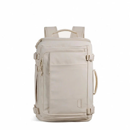 TravelVault Original reisrugzak beige vooraanzicht