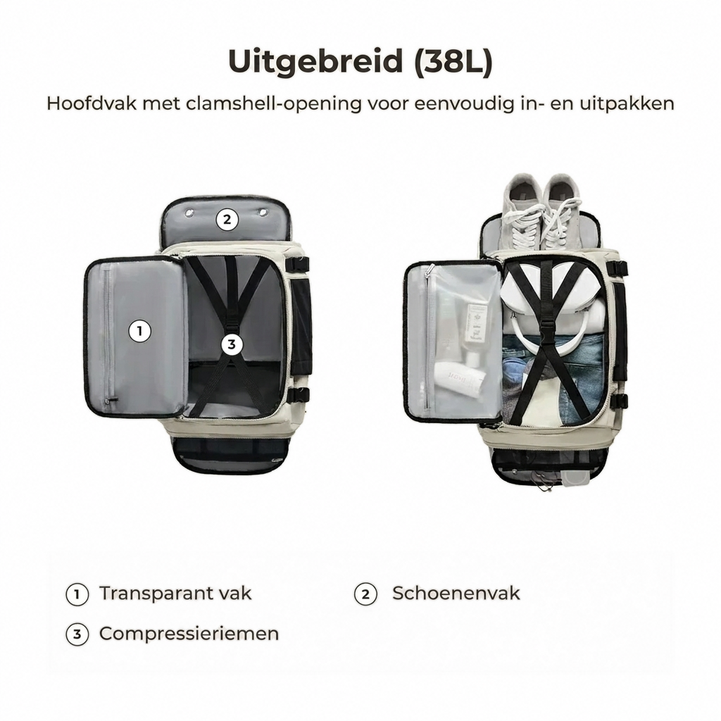 TravelVault Pro uitgebreid naar 38 liter