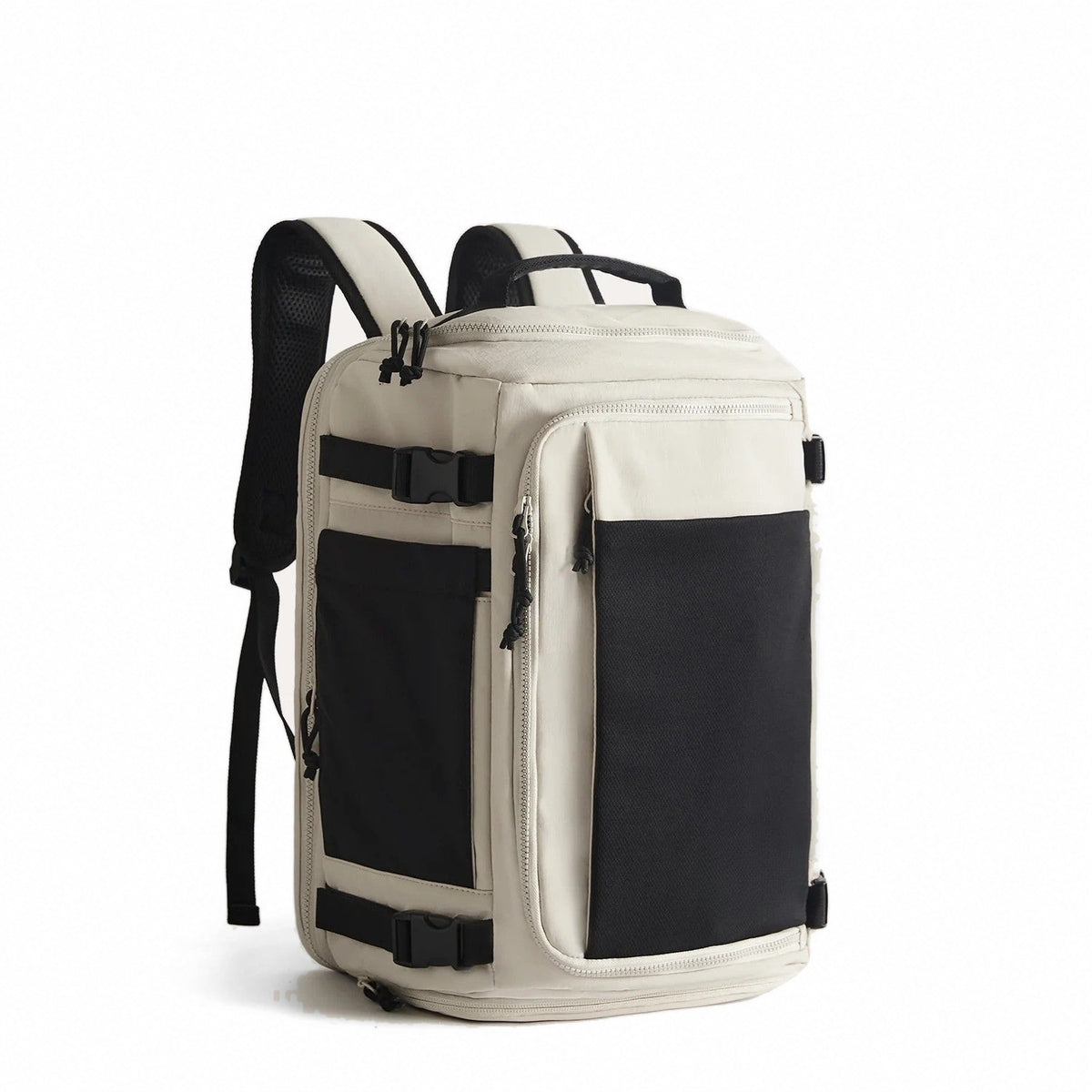 TravelVault Pro beige schuin vooraanzicht